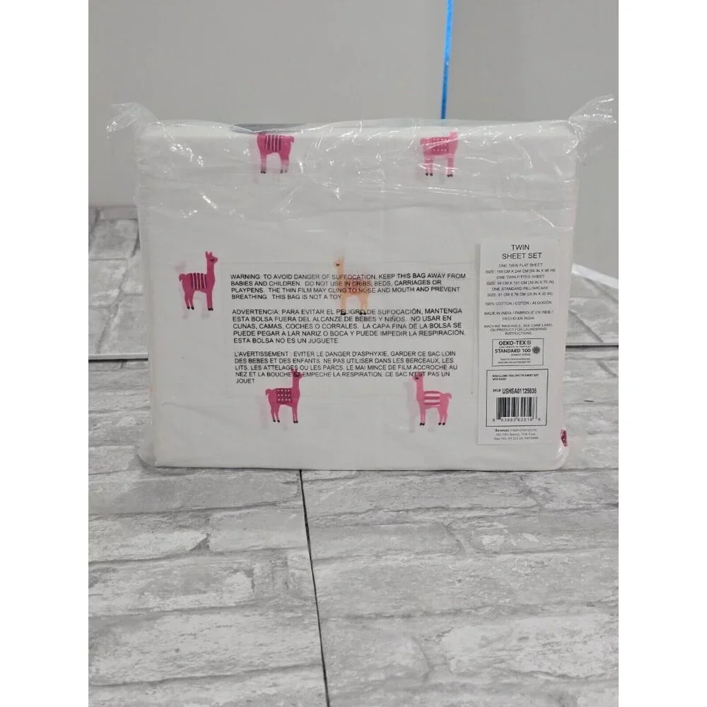 Poppy and Fritz Twin Sheet Set Llamas New Flat Fitted Pillowcase‎ Sealed
